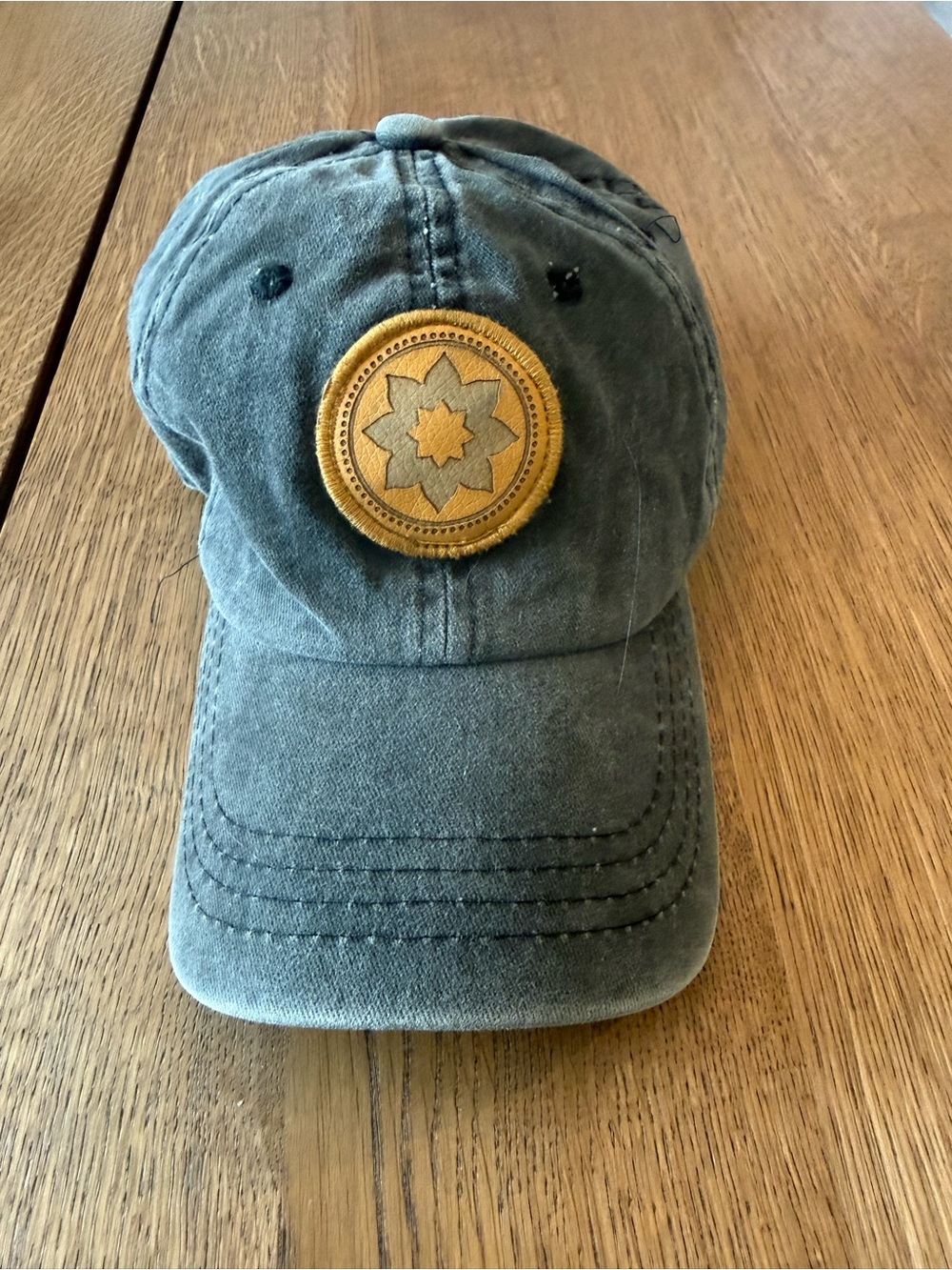 Distressed/faded club pilates Baseball Cap with Tan Embroidered Patch
